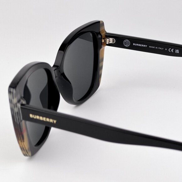 Burberry MARYL Cat Eye Sunglasses BE4393 405587 Black / Vintage Check Grey